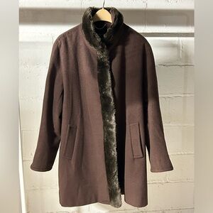 Ellen Tracy Faux Fur Trimmed Winter Coat
